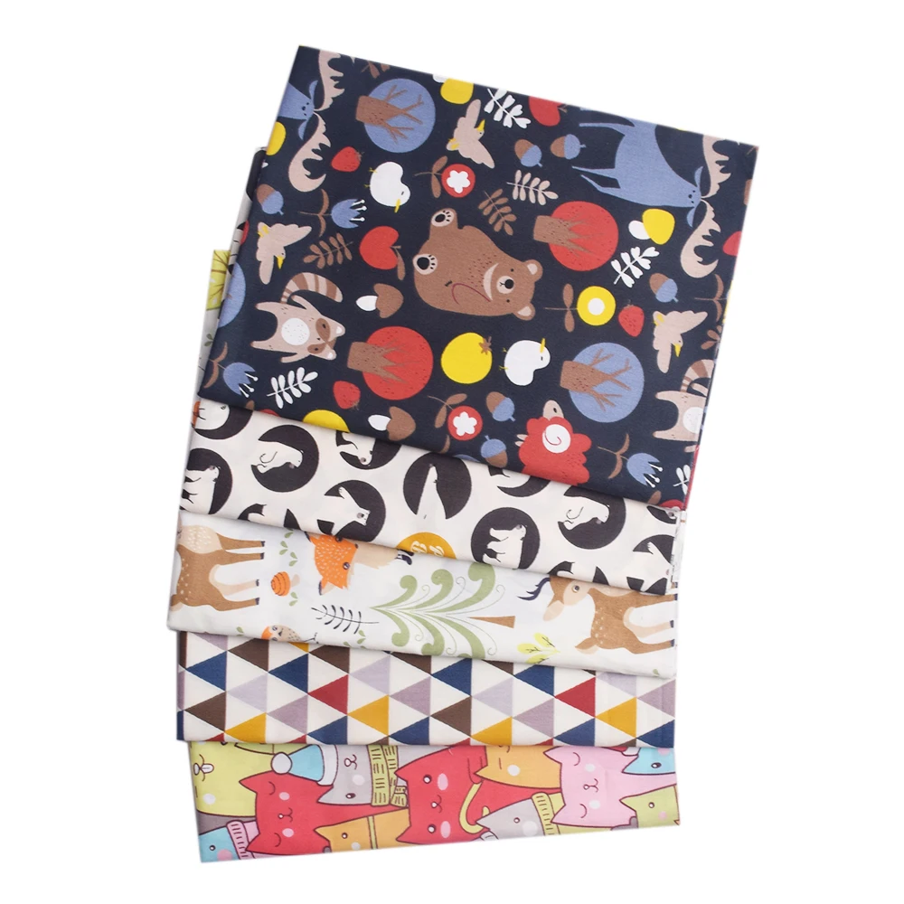 Джунгли животных мультфильм хлопчатобумажная ткань медведь лиса кошка детская