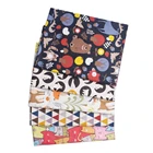 Джунгли животных мультфильм животных хлопчатобумажная ткань, медведь лиса кошка детская ткань, Лоскутная Ткань, сделай сам шитье стеганая простыня для ребенка