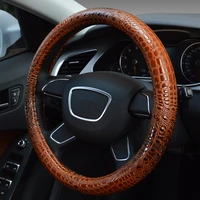 38cm universal auto interior styling auto car steering wheel cover leather crocodile pattern car wheel cover black brown blue
