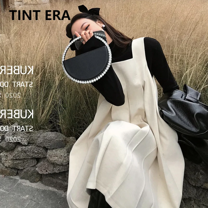 

TINT ERA Spring New Cute Cute Multi-fairy Temperament Loose Thin Woolen Pleated Vest Dress dresses for Women 2021 kawaii clothes