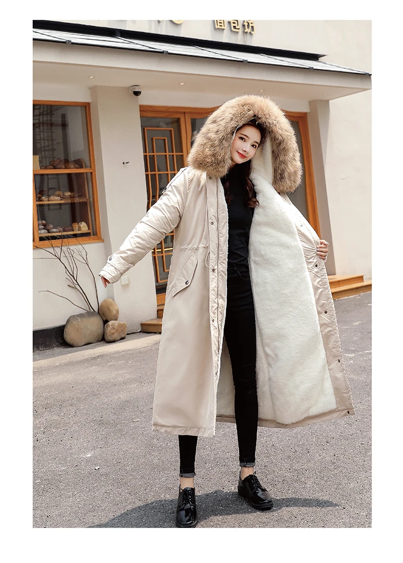 30 градусов зимняя одежда X-long parkas зимняя куртка женская меховая куртка с капюшоном Женское пальто с подкладкой из пуха Толстая зимняя куртка женская одежда