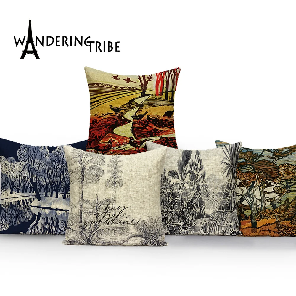 

Винтажный чехол для подушек с цветочным рисунком декоративные чехлы на подушку, чехол для домашнего декора в джунглях, наволочка для подушк...