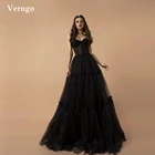Verngo 2021 черные тюлевые трапециевидные платья в горошек для выпускного вечера корсет для сердечек Длинные вечерние платья женские стильные вечерние платья