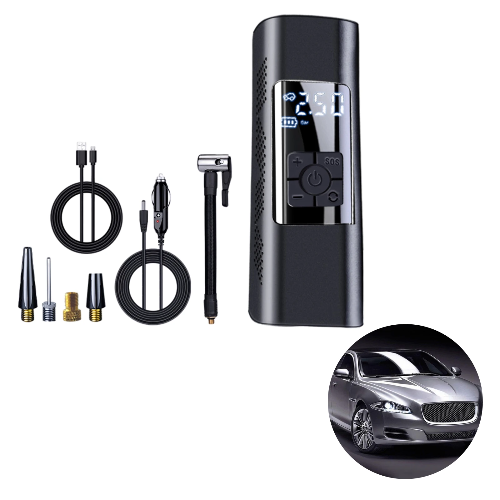 

Electric Air Pump Digital LCD Display Tire Inflator for Cars Motorbikes Ball