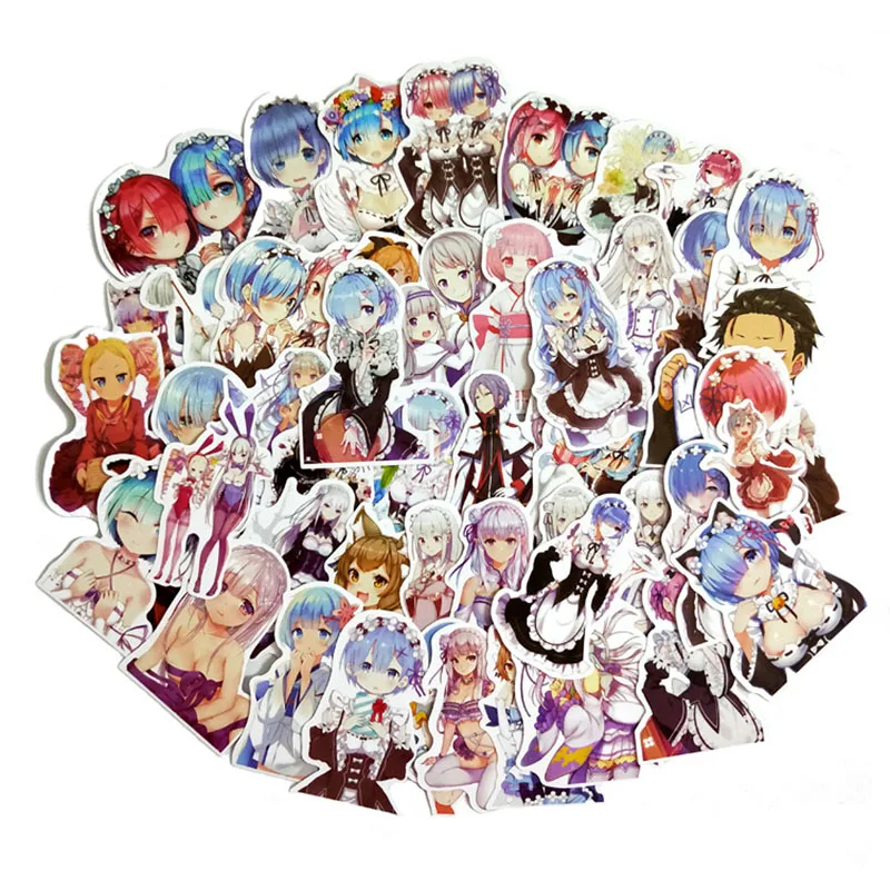 

10/30/50PCS/Pack cute Re:Life in a different world from zero Anime Stickers girl Toys Cartoon Rem Ram Movie Souvenir Stickers