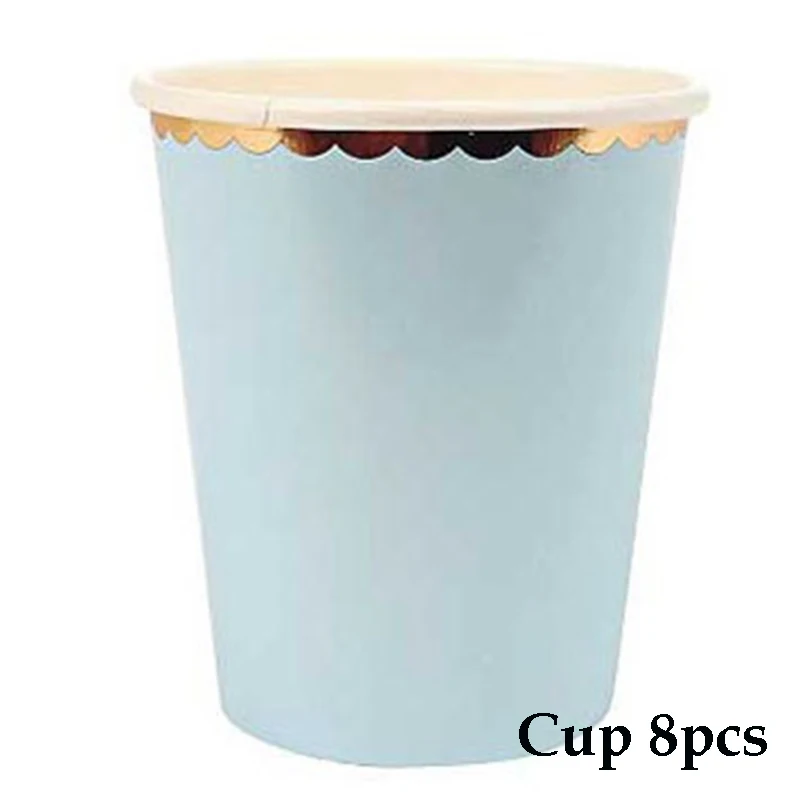 cups 8pcs Розовое золото серии позолота вечерние одноразовая бумажная посуда стакан с соломинкой День рождения Свадебные розовые вечерние сувениры Декор поставки - Цвет: cups 8pcs