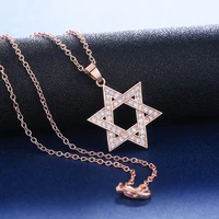 ladies fashion hexagonal star hollow diamond necklace jewelry accessories