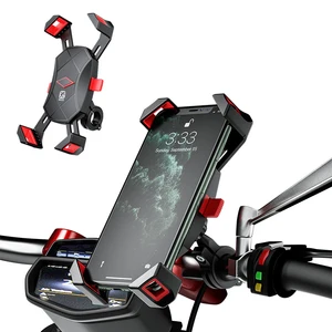 bicycle motorcycle phone holder automatic lock handlebar mirror mount bracket 360 rotation gps bike stand for iphone huawei free global shipping