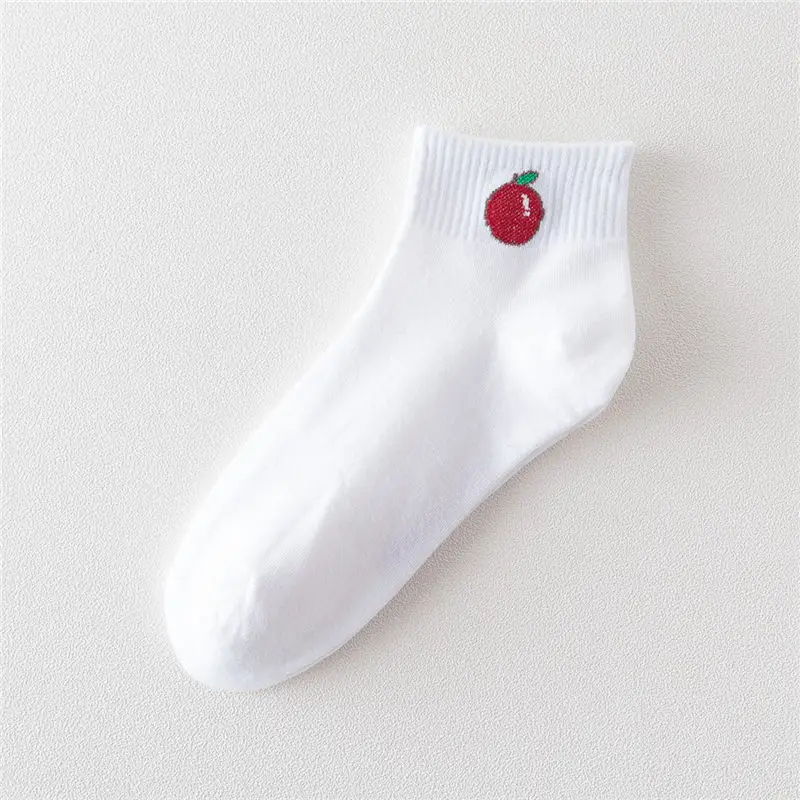 Ankle socks 7 Милые фрукты овощи узорчатые хлопчатобумажные носки теплые, мягкие женские Носки apple клубника арбуз персики типа "банан" Сосна apple Sokken - Цвет: Ankle socks 7