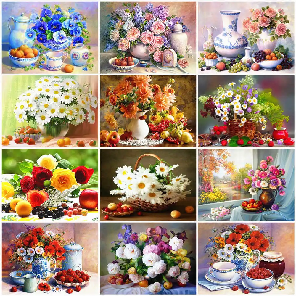 Набор для вышивки крестиком AZQSD Алмазная Цветочная мозаика картина из Стразы