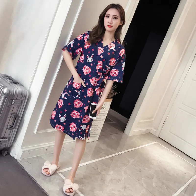 Халат женский в японском стиле весенняя одежда для сна милая Домашняя из хлопка с