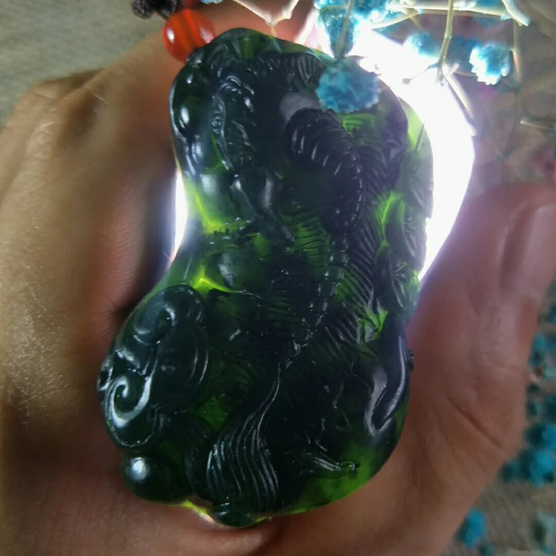

Natural Black-Green Jade Hand Carving Pi Xiu Jade Pendant Jewelry Lucky Exorcise Evil Spirits Safety Amulet Pendant Fine Jewelry