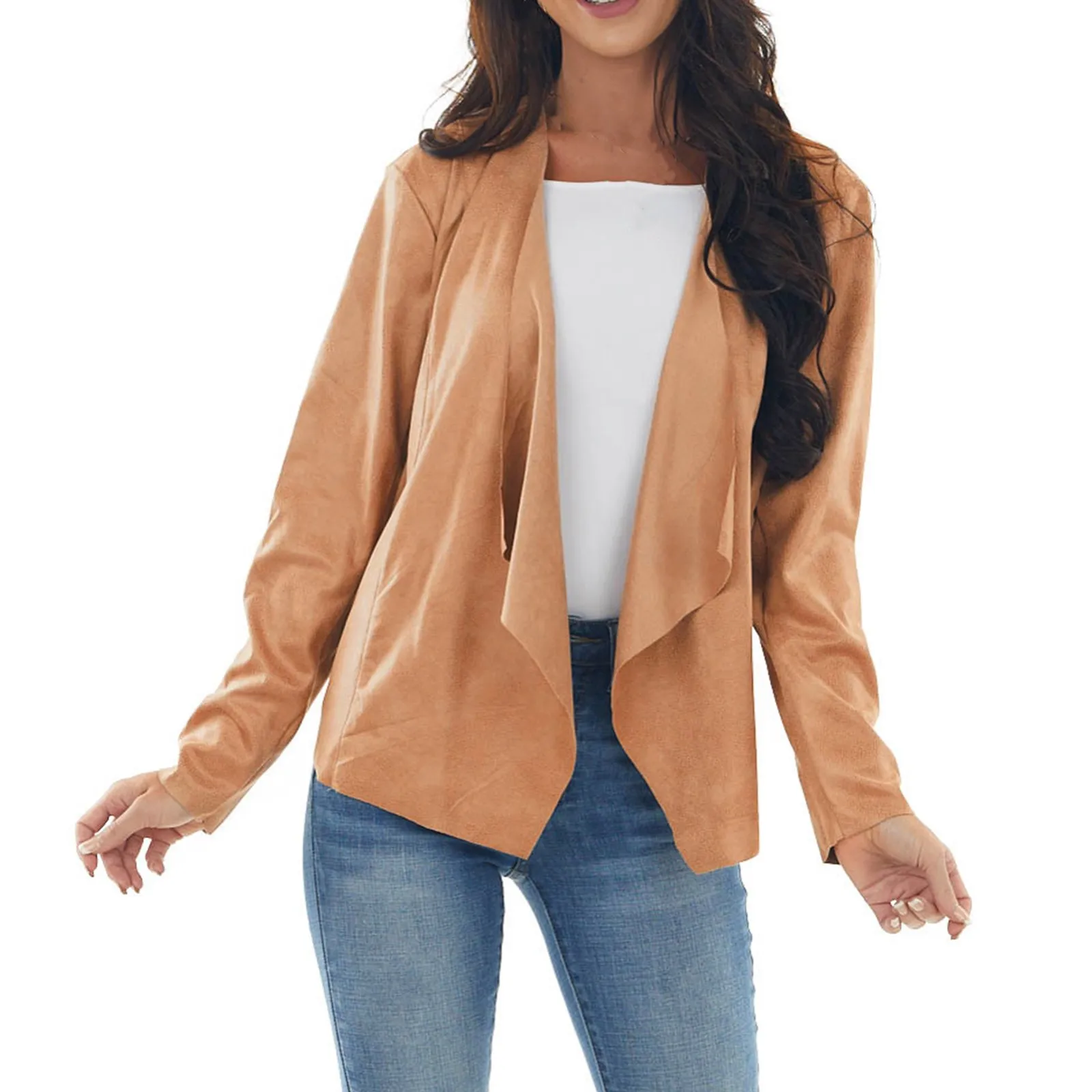 

Fashion Women's Casual Loose Long-sleeve Solid Colors Turn-down Collar Slim Cardigan Open Front Jacket Outwear Chaqueta Mujer#p3