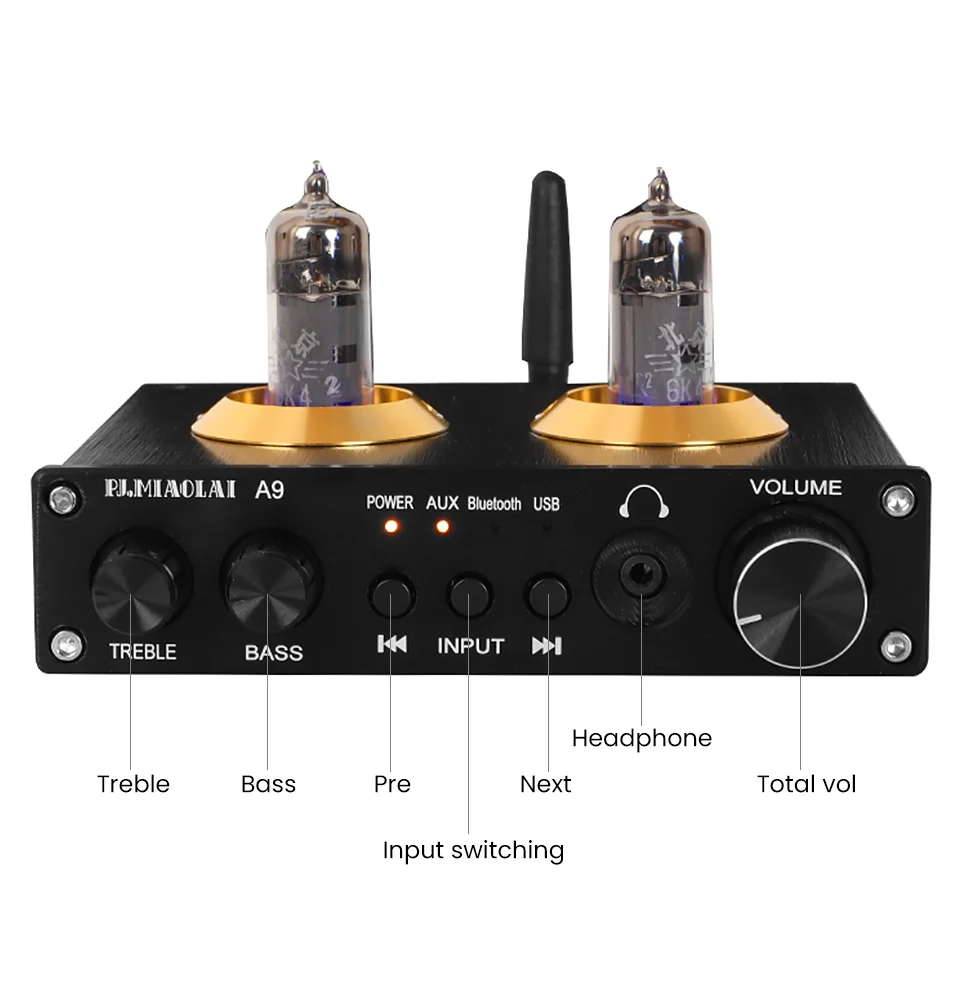 PJ MIAOLAI A9 6K4 вакуумный трубчатый предусилитель NE5532 AUX Bluetooth 5 0 USB RCA HIFI стерео мини