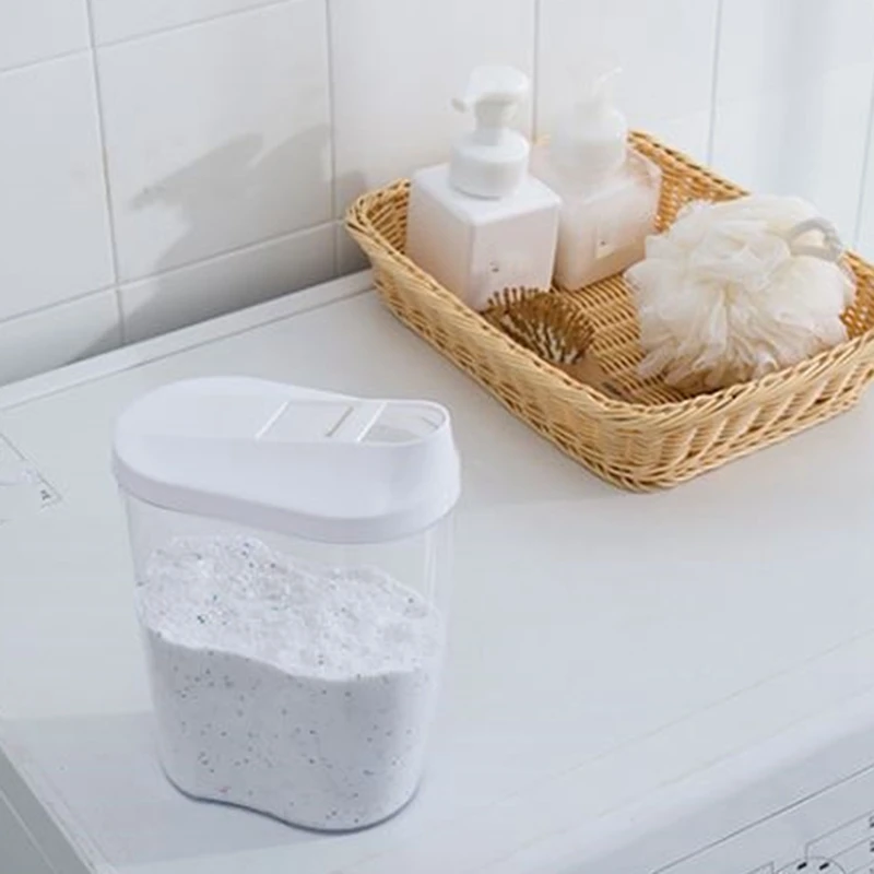 Household with Lid Laundry Detergent Box Creative Transparent Container Storage Tank Laundry Powder Barrel