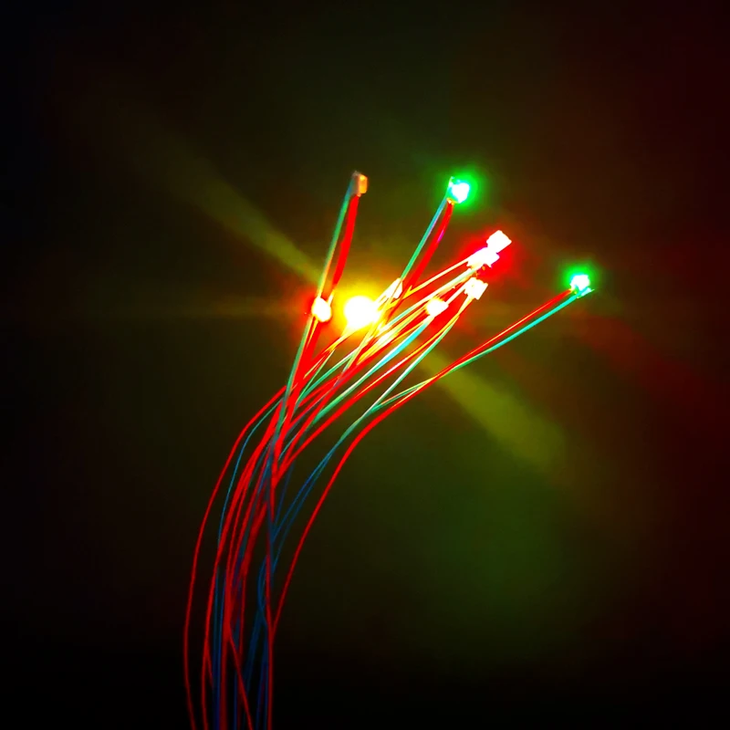 Luz Led intermitente SMD 0805 3V, modelos de l&aacute;mpara Led parpadeante, tren presoldado, Micro Litz, dise&ntilde;o de ferrocarril para juguete, iluminaci&oacute;n de Gundam, cables de 60cm-1