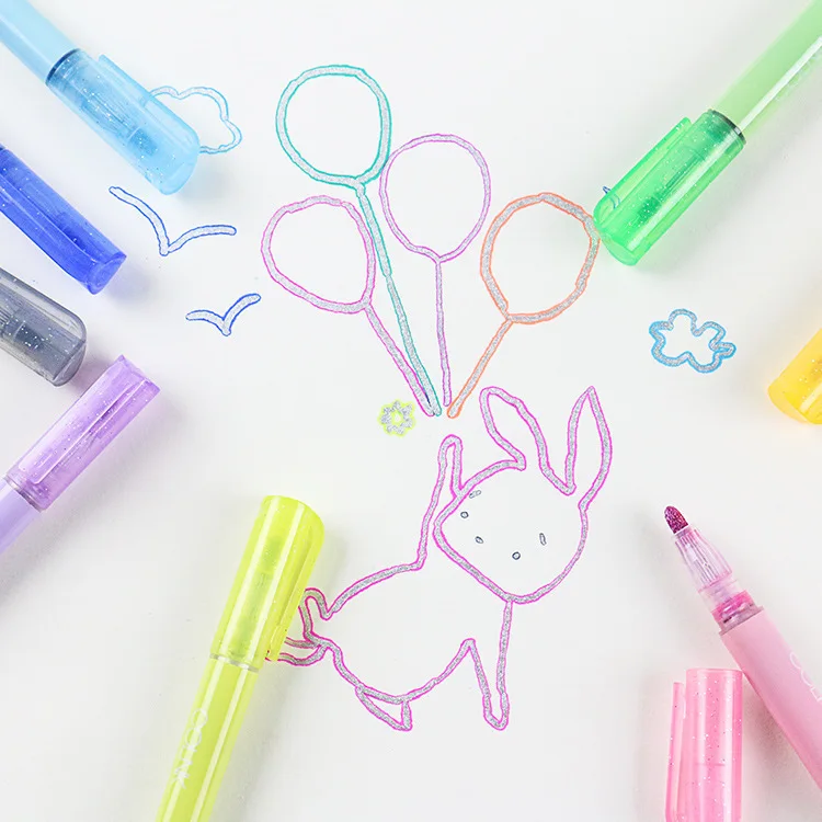 8 цветов флуоресцентная ручка маркер двойная линия маркеры набор пуля журнал