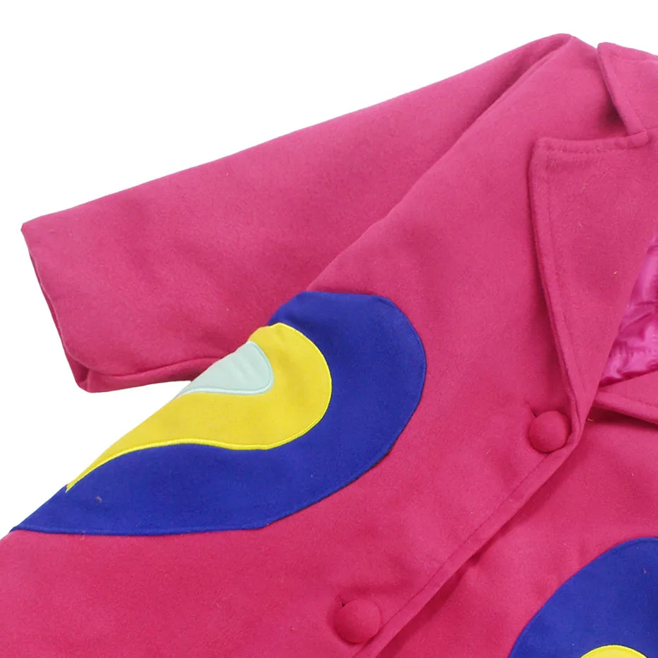 Детская куртка шерстяная с сердечками для девочек теплое пальто длинными