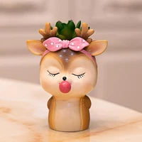 creative cartoon fawn cute succulent flower pot set desktop decoration personality plant potted living room garden resin vase