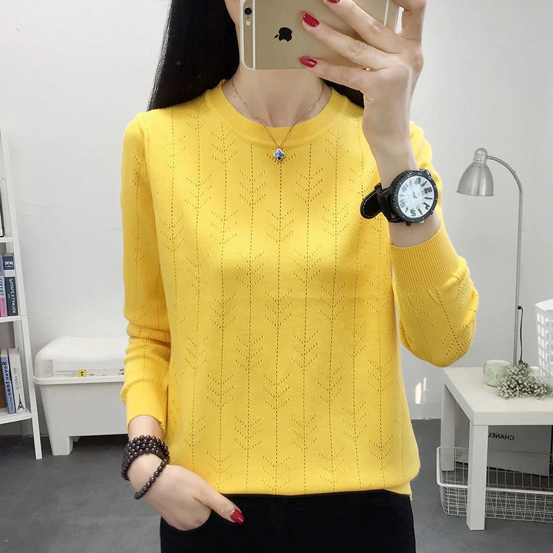 

Spring Summer Style Women Knitted Pullover Sweater Lady Casual Long Sleeve Lace Patchwork Knitted Outwear Pullover Tops ZZ0929