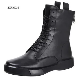 Ботинки женские из натуральной воловьей кожи, демисезонные, с вырезами, на плоской подошве, теплые, зимние, 2021