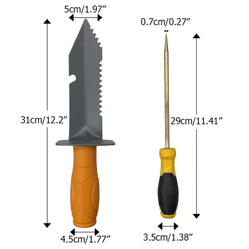 

Serrated Carbon Steel Edge Digger Sapper Shovel Garden Tool with Coin Probe Hand Shovel Set Premium Digger Tool with Belt Holste