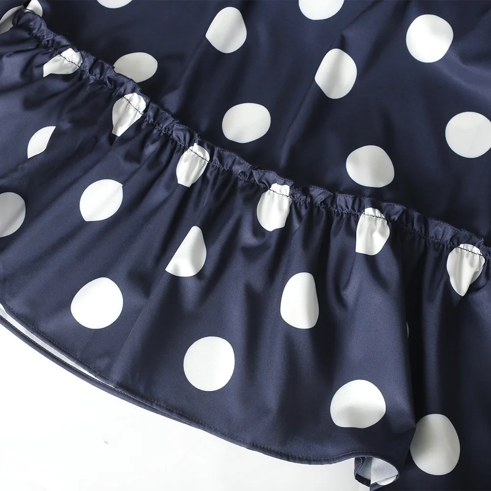 

2021 New Summer Women Clothing Dot Dress African Ruffles Full Sleeve High Waist Mini Length Vintage Fashion Short Dresses Femme