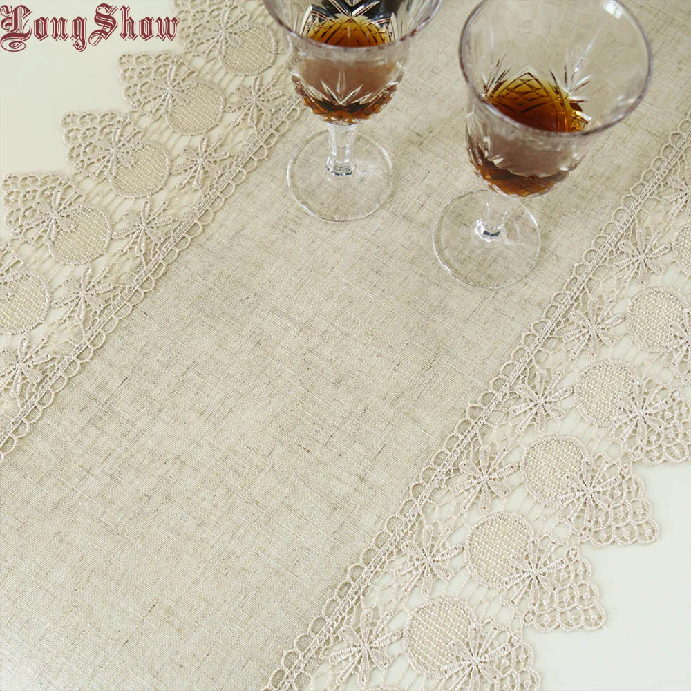 Винтажный Классический льняной настольный бегун с вышивкой в японском стиле