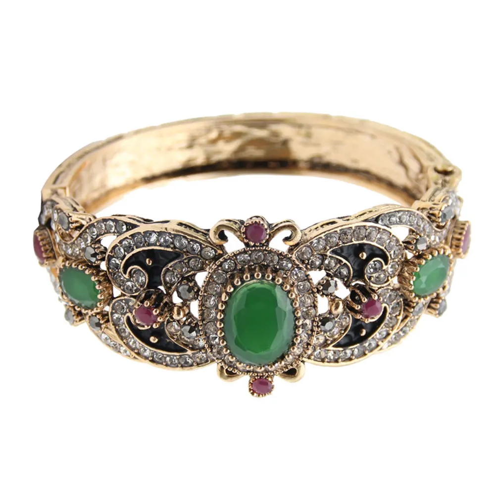 Sunspicems Ретро Винтаж турецкий жесткий браслет с цветком для женщин античное золото