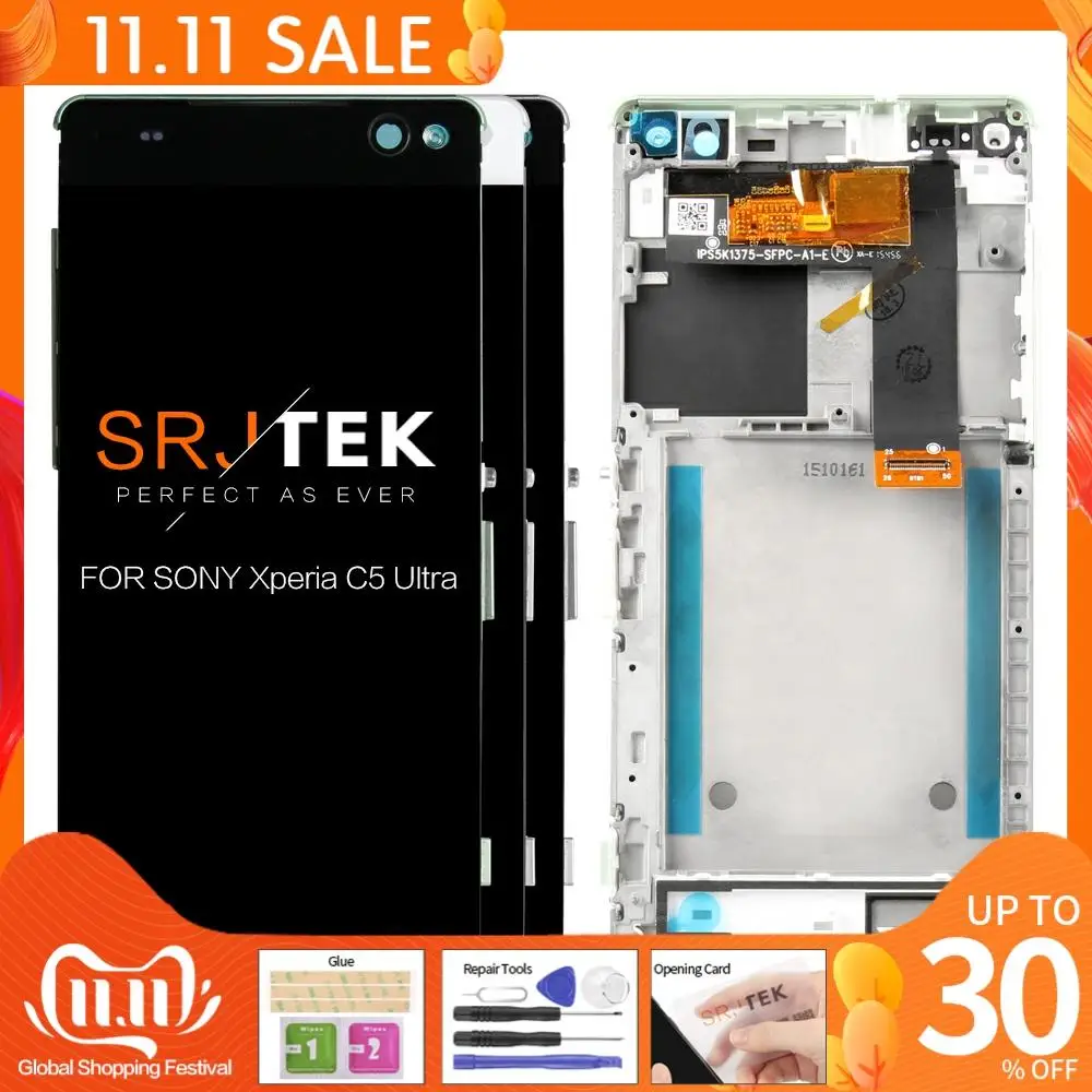 

Протестированный 6-дюймовый Дисплей 1920x1080 Для SONY Xperia C5, ЖК-дисплей с сенсорным экраном и дигитайзером C5 Ultra, экран E5506, E5533, E5563, E5553, запчасти