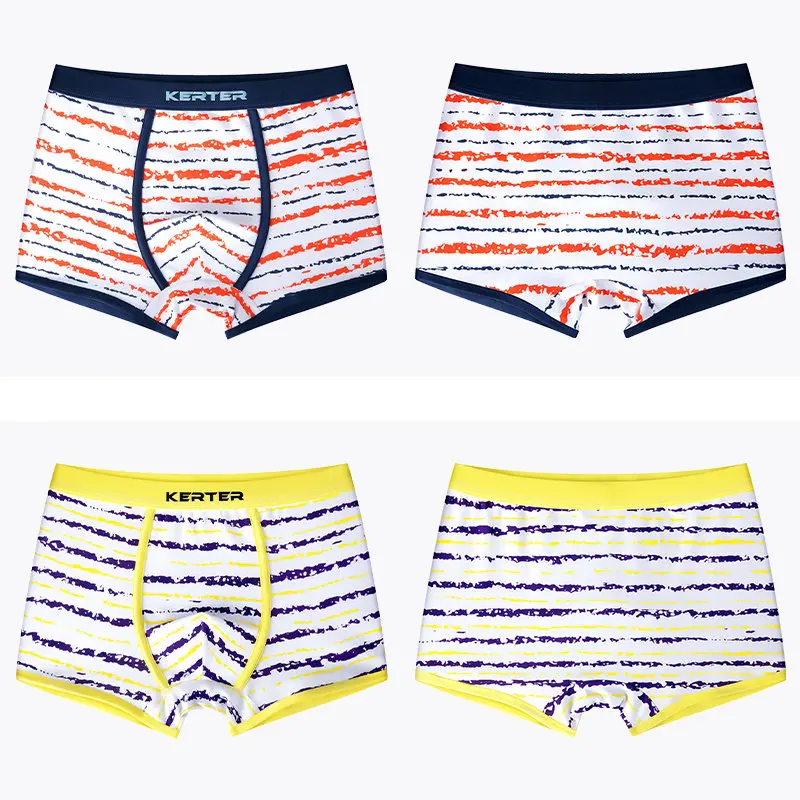 B&oacute;xer de algod&oacute;n para ni&ntilde;os y adolescentes, ropa interior a rayas, pantalones cortos transpirables, 16T, 4 unids/paquete-2