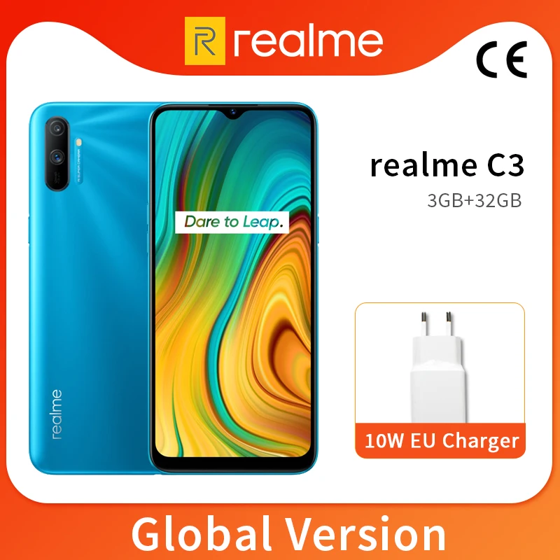 Realme C3 глобальная версия 3 Гб 64 6 5 ''мобильный телефон Helio G70 Восьмиядерный 12 МП