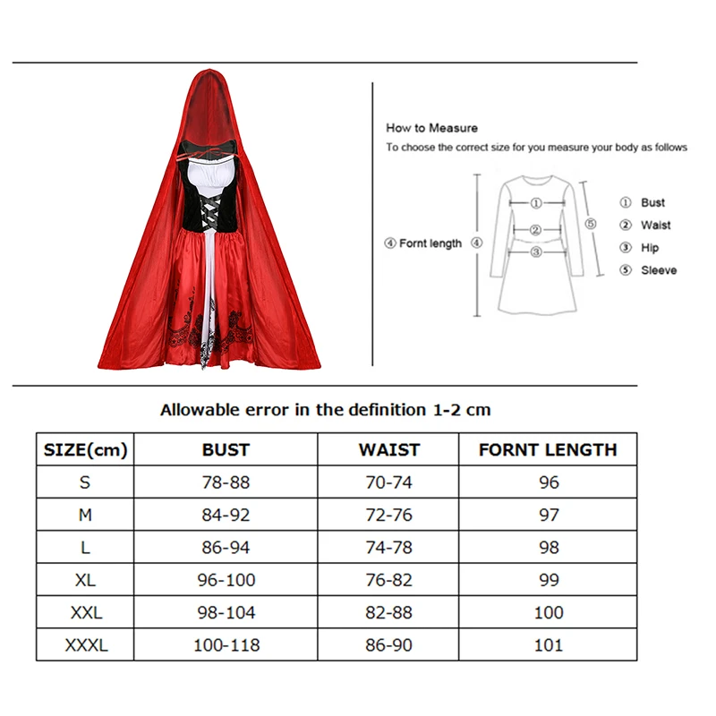 Женский карнавальный костюм большого размера с красным капюшоном для езды на