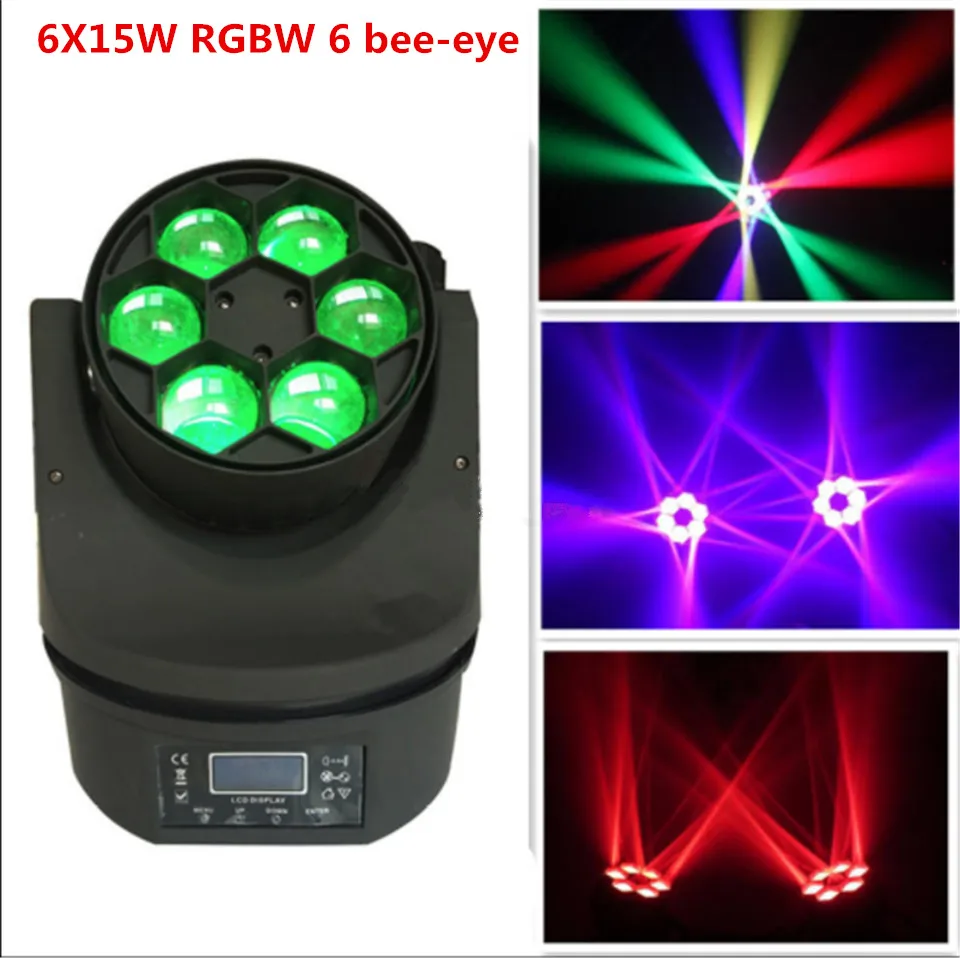 6x15 Вт RGBW 4в1 Импортные лампы из бисера 6 bee eye moving head лампа DMX вечерние для бальных
