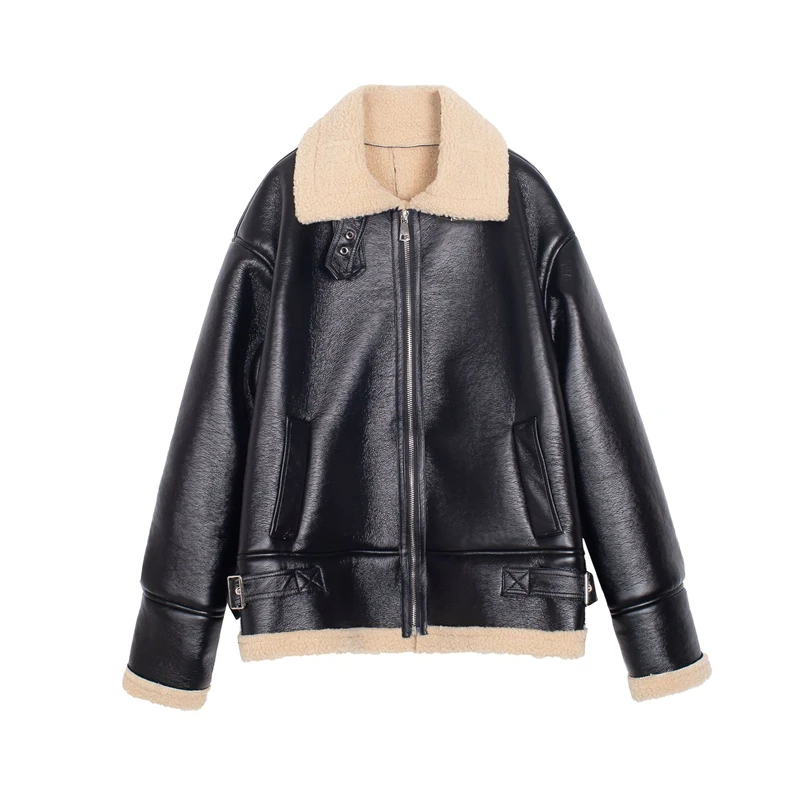 

2020New Winter Korean Women's Long Sheepskin Jacket Loose Large Size Leather Fur Jacket Women Thick Warm Fur luxury Slim