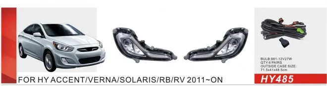 

Qirun fog lamp assembly lights+covers+wires+switch for Hyundai ACCENT/VERNA/SOLARIS/RB/RV 2011~ON