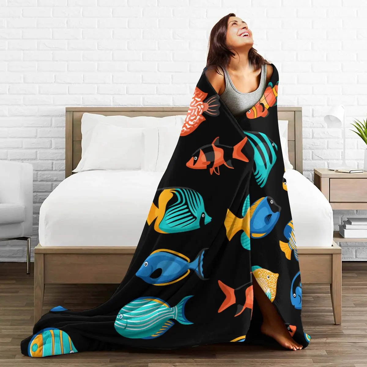 Уникальное одеяло для друзей тропическая рыба прочное супермягкое удобное
