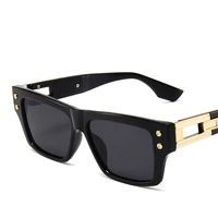 fashion square rivet sunglasses men vintage luxury golden edge decorative glasses brand design sun glasses women oculos de sol
