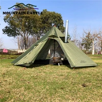 3 4 person ultralight pyramid tent camping teepee tent outdoor winter backpacking awnings shelter tent for birdwatching cooking