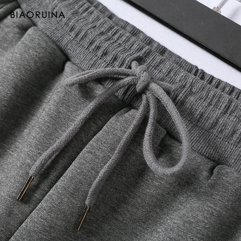 Женские однотонные повседневные универсальные штаны BIAORUINA теплые плотные с