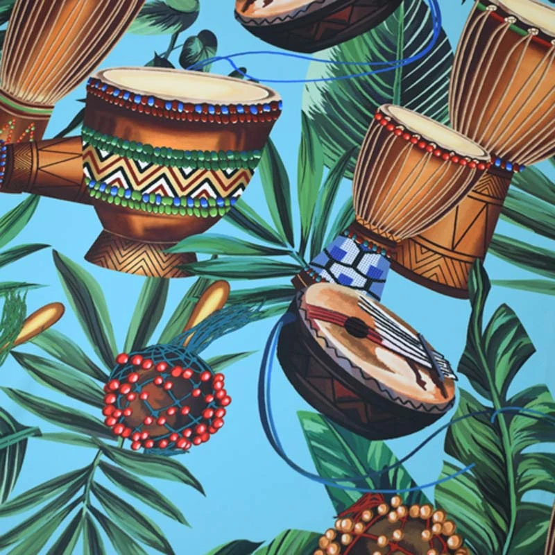 Зеленое озеро Талия барабан печати стрейч беспорядок ткань для атласного платья