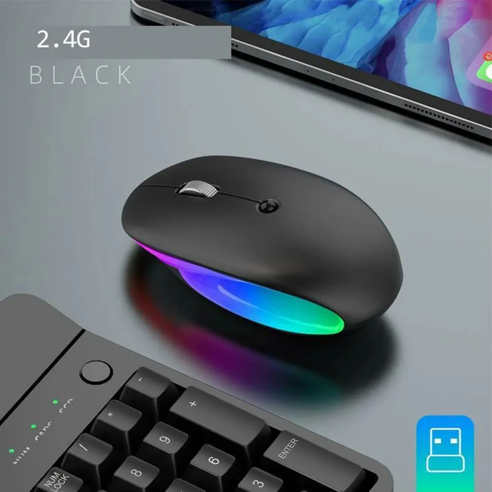 

Беспроводная мышь, совместимая с Bluetooth, 2,4 ГГц, перезаряжаемая мышь, эргономичная игровая мышь RGB для компьютера, ноутбука, iPad