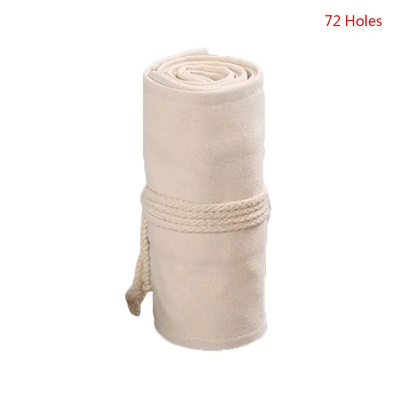 

12/24/36/48/72 Holes Canvas Roll Up Pen Curtain Pencil Bag Case Makeup Wrap Holder Storage Pouch C5AE