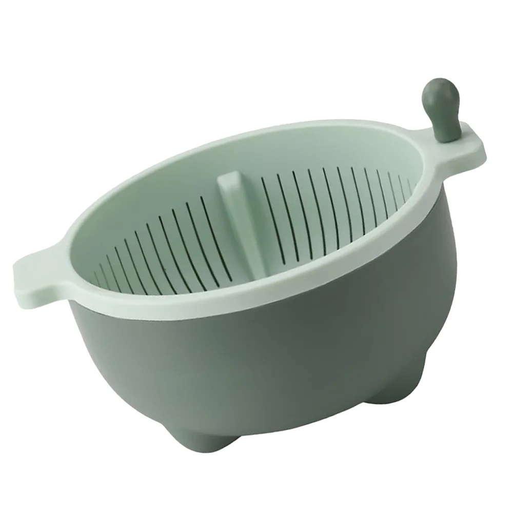

Double Layer Drain Basket Practical Washing Fruit Vegetable Storage Basket Colander Strainer for Home Kitchen (Light Green)