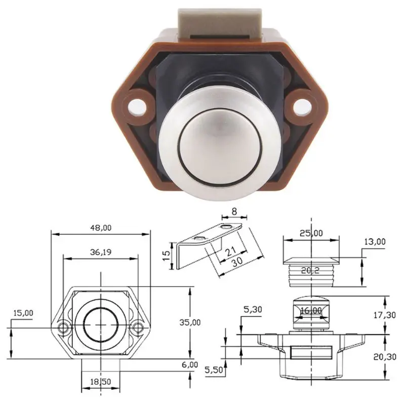 

Diameter 20mm Camper Car Push Lock RV Caravan Boat Drawer Latch Button Locks For Furniture Hardware