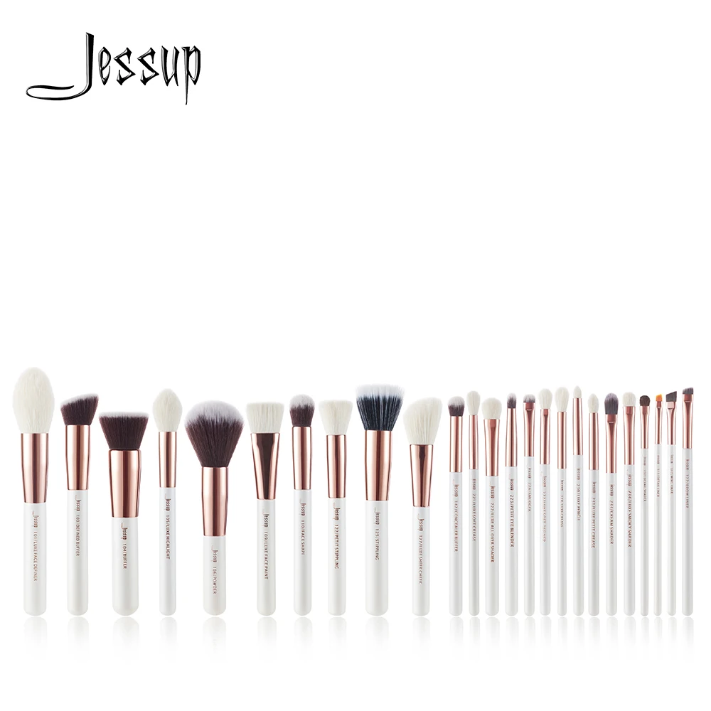 Jessup Brand Профессиональный набор кистей для макияжа 25шт. Косметический набор для невнесения основы под макияж. Кисть для ресниц. Кисть для губной помады. Кисти из натурально-синтетических волос