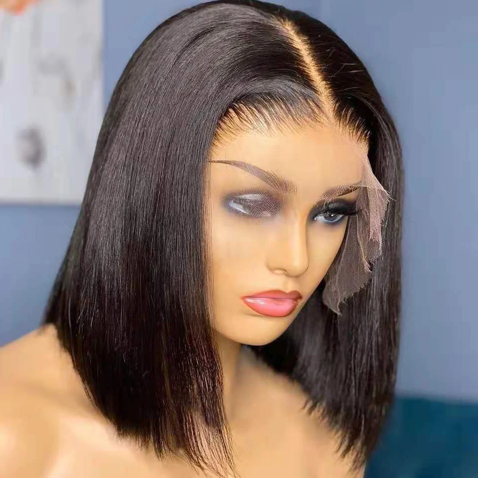 Straight Short Bob Lace Front Wig 13x4 Lace Front Human Hair Wig Brazilian 4x4 Lace Closure Wigs With Baby Remy Hair For Woman