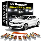 Автомобильные лампы BADEYA Canbus для Renault Megane I II III IV 1 2 3 4 CC, светодиодсветодиодный внутренние купольные лампы для чтения карт, багажника, номерного знака, комплект светильник