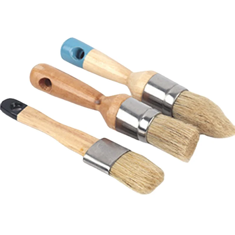 

Three Pieces Suit Paint Brush Drawing Brushes Paint Brushes Beech Round Head Paint Brush Pig Bristles Home Improvement Hand Tool