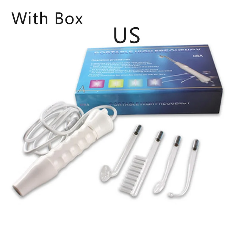US Plug with box Портативный дарсенваль Массажер для волос высокий массажер для лица Частотный электрод палочка спа подтягивающее пятно от акне уход за морщинами - Цвет: US Plug with box
